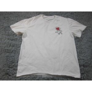 Keith‎ Haring Shirt Mens Large White Heart Dancing Graphic Art Tee Back Print